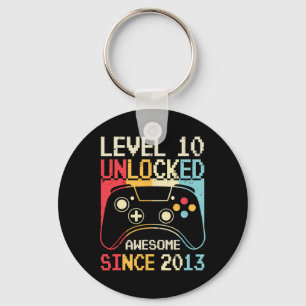 Level 10 Unlock Video Game 10. Geburtstag Gamer B Schlüsselanhänger