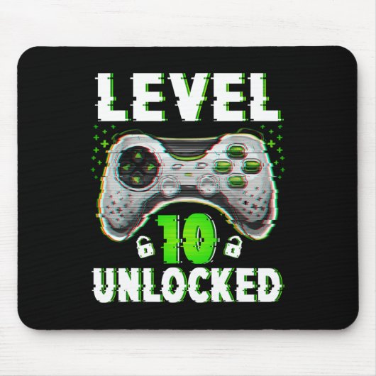 Level 10 Unlock Video Game 10 Jahre alter Junge 10 Mousepad (Vorne)