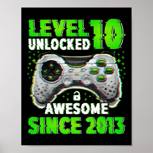 Level 10 Unlock Video Game 10 Jahre alter Junge 10 Poster (Vorne)