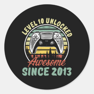 Level 10 Unlock Video Game 10 Jahre alter Junge 10 Runder Aufkleber