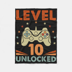 Level 10 Unlock Video Gamer 10. Geburtstag 10 Jahr Fleecedecke