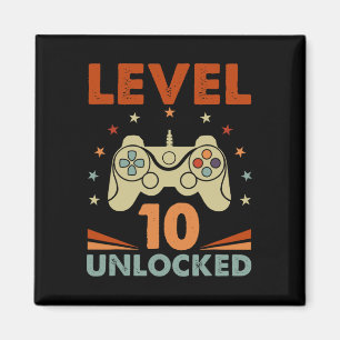 Level 10 Unlock Video Gamer 10. Geburtstag 10 Jahr Magnet