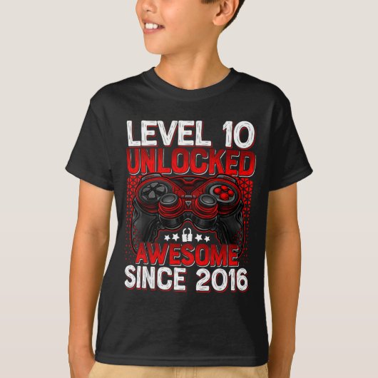 Level 10 Unlocked 10 Year Old Boys 10th Birthday B T-Shirt (Vorderseite)
