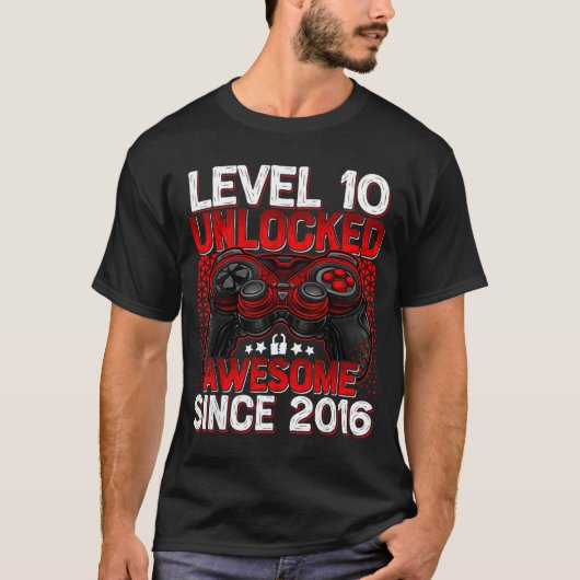 Level 10 Unlocked 10 Year Old Boys 10th Birthday B T-Shirt (Vorderseite)
