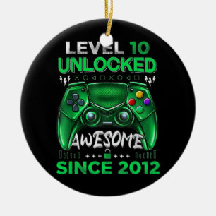 Level 10 Unlocked Awesome 2012 Video Game 10th Keramik Ornament