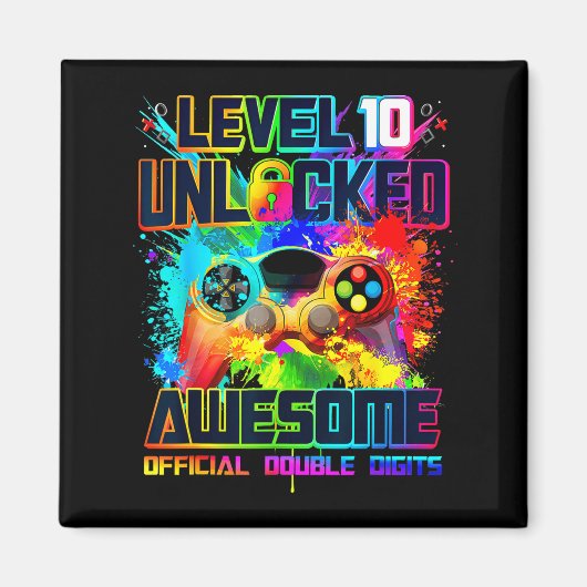 Level 10 Unlocked Awesome Gaming Birthday Boy 10th Magnet (Vorne)