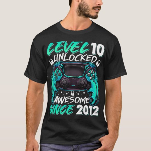 Level 10 Unlocked Awesome Since 2012 10th Birthday T-Shirt (Vorderseite)
