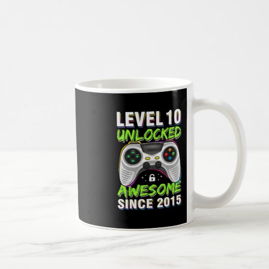 Level 10 Unlocked Awesome Since 2015 10th Birthday Kaffeetasse (Rechts)