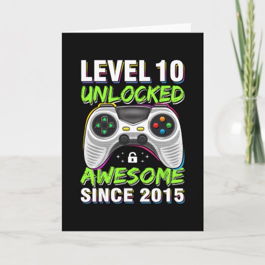 Level 10 Unlocked Awesome Since 2015 10th Birthday Karte (Vorderseite)