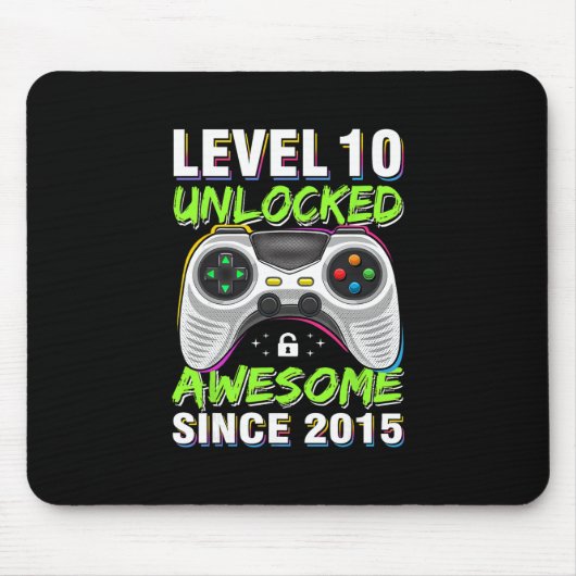 Level 10 Unlocked Awesome Since 2015 10th Birthday Mousepad (Vorne)