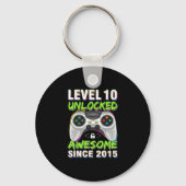 Level 10 Unlocked Awesome Since 2015 10th Birthday Schlüsselanhänger (Vorderseite)