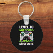 Level 10 Unlocked Awesome Since 2015 10th Birthday Schlüsselanhänger (Vorderseite)