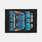 Level 10 Unlocked Awesome Since 2016 10th Birthday Fleecedecke (Vorderseite (Horizontal))
