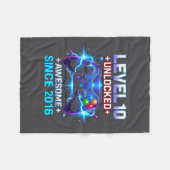 Level 10 Unlocked Awesome Since 2016 10th Birthday Fleecedecke (Vorderseite (Horizontal))