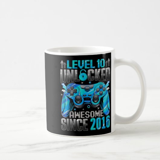 Level 10 Unlocked Awesome Since 2016 10th Birthday Kaffeetasse (Rechts)