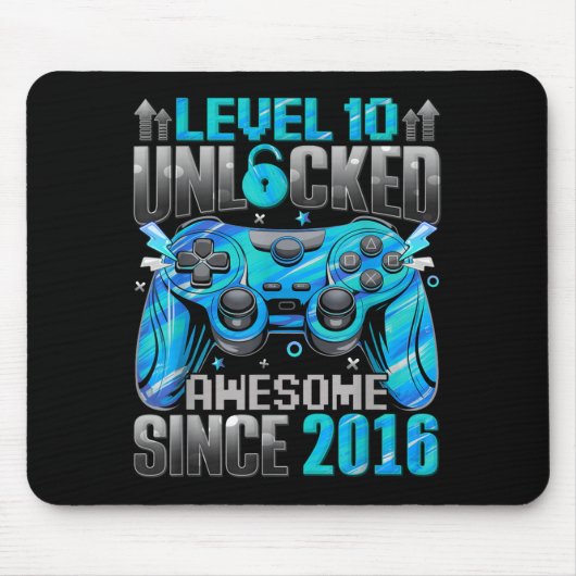 Level 10 Unlocked Awesome Since 2016 10th Birthday Mousepad (Vorne)