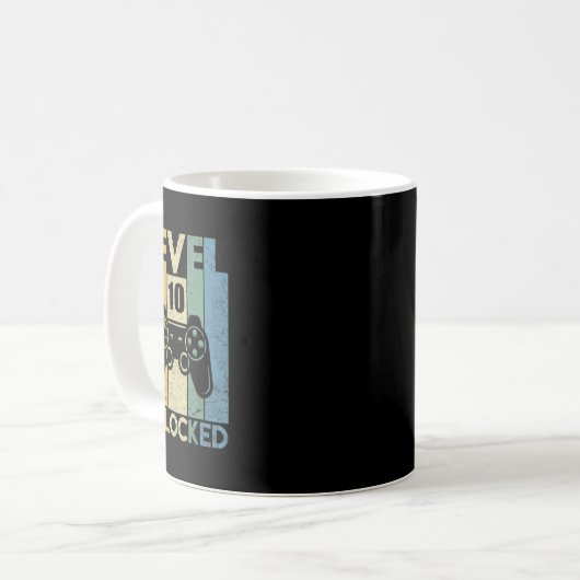 Level 10 Unlocked Funny Video Gamer 10th Birthday Kaffeetasse (Vorderseite Links)