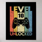 Level 10 Unlocked Funny Video Gamer 10th Birthday Poster (Vorne)
