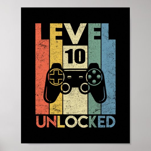 Level 10 Unlocked Funny Video Gamer 10th Birthday  Poster (Vorne)