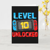 Level 10 Unlocked Gamer 10th Birthday Gift Video G Karte (Gelbe Blume)