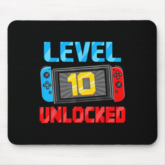 Level 10 Unlocked Gamer 10th Birthday Gift Video G Mousepad (Vorne)