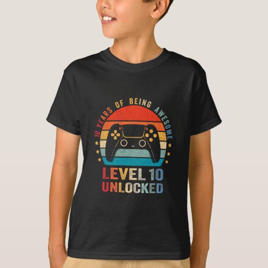 Level 10 Unlocked Shirt Funny Video Gamer 10th Bir (Vorderseite)