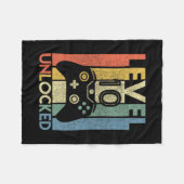 Level 10 Unlocked Shirt Funny Video Gamer 10th Bir Fleecedecke (Vorderseite (Horizontal))