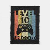 Level 10 Unlocked Shirt Funny Video Gamer 10th Bir Fleecedecke (Vorderseite)