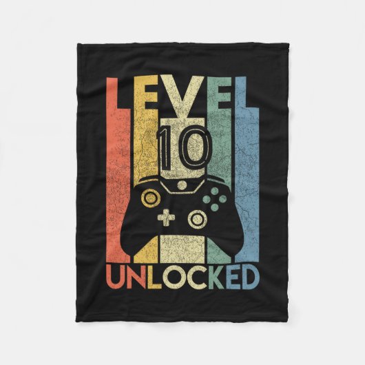 Level 10 Unlocked Shirt Funny Video Gamer 10th Bir Fleecedecke (Vorderseite)