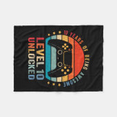 Level 10 Unlocked Shirt Funny Video Gamer 10th Bir Fleecedecke (Vorderseite (Horizontal))