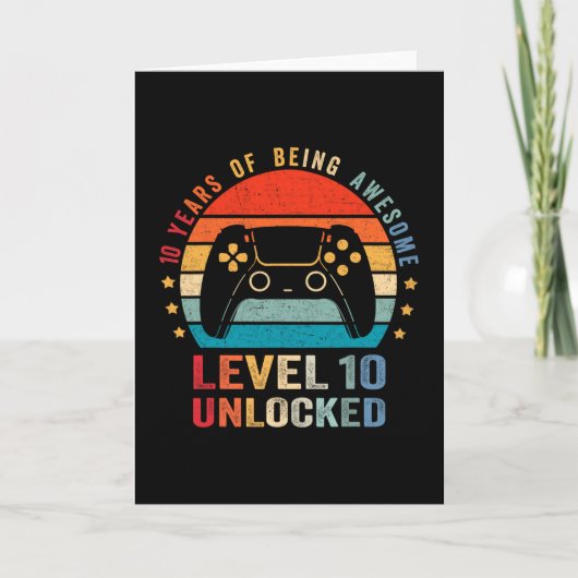 Level 10 Unlocked Shirt Funny Video Gamer 10th Bir Karte (Vorderseite)