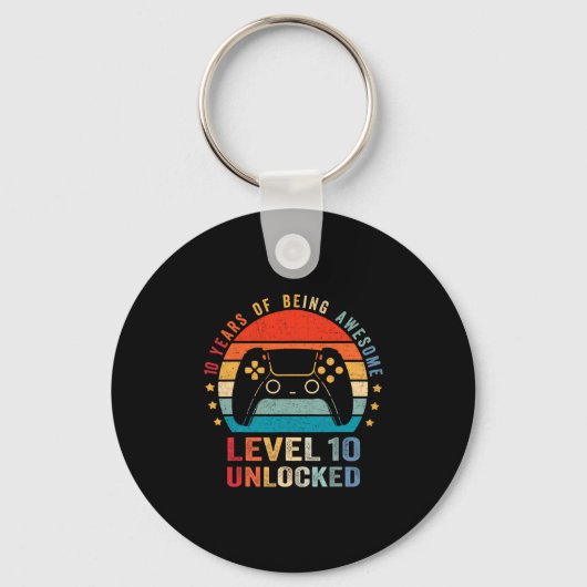 Level 10 Unlocked Shirt Funny Video Gamer 10th Bir Schlüsselanhänger (Vorderseite)