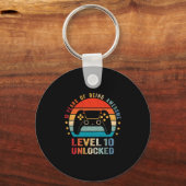 Level 10 Unlocked Shirt Funny Video Gamer 10th Bir Schlüsselanhänger (Vorderseite)