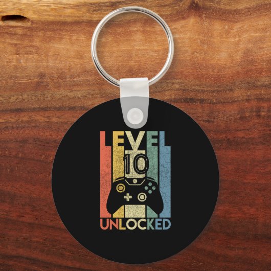 Level 10 Unlocked Shirt Funny Video Gamer 10th Bir Schlüsselanhänger (Vorderseite)