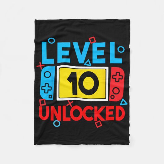 Level 10 Unlocks 10. Geburtstag Videospiel B Fleecedecke (Vorderseite)