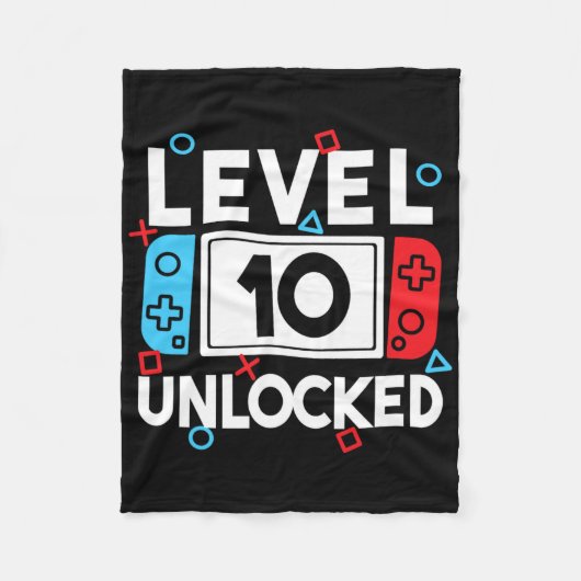 Level 10 Unlocks 10. Geburtstag Videospiel B Fleecedecke (Vorderseite)