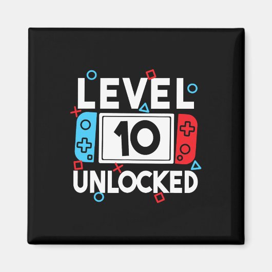 Level 10 Unlocks 10. Geburtstag Videospiel B Magnet (Vorne)