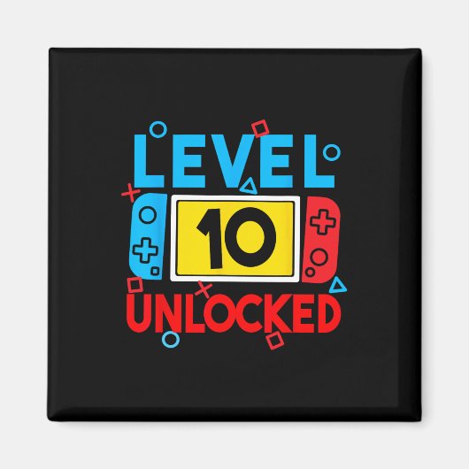 Level 10 Unlocks 10. Geburtstag Videospiel B Magnet (Vorne)