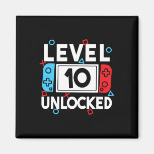 Level 10 Unlocks 10. Geburtstag Videospiel B Magnet