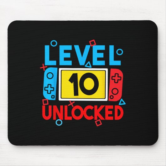 Level 10 Unlocks 10. Geburtstag Videospiel B Mousepad (Vorne)