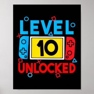 Level 10 Unlocks 10. Geburtstag Videospiel B Poster