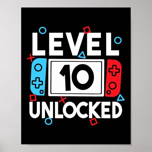 Level 10 Unlocks 10. Geburtstag Videospiel B Poster (Vorne)