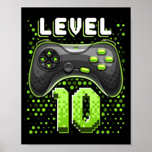 Level 10 Video Game Controller 10. Geburtstag Game Poster