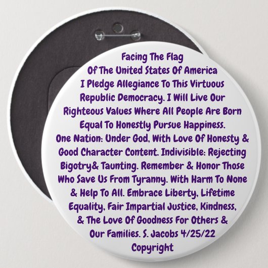 LEVEL 10th Grad Pledge of Allegiance Button (Vorne & Hinten)