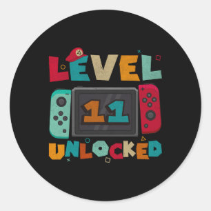 Level 11 freigeschaltet Gaming-Geburtstag Jungen 1 Runder Aufkleber