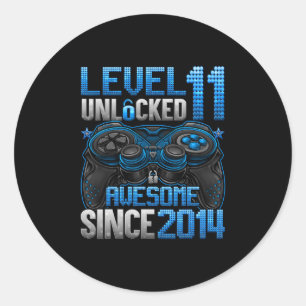 Level 11 freigeschaltet Geschenke für 11-jährige J Runder Aufkleber
