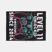 Level 11 freigeschaltet Videospiel 11. Geburtstag  Fleecedecke (Vorderseite (Horizontal))