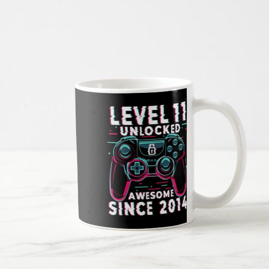 Level 11 freigeschaltet Videospiel 11. Geburtstag Kaffeetasse (Rechts)