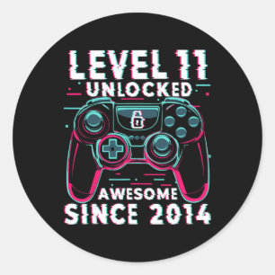 Level 11 freigeschaltet Videospiel 11. Geburtstag Runder Aufkleber
