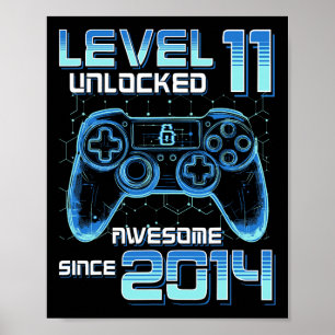 Level 11 freigeschaltet Videospiel-Party 11. Gebur Poster